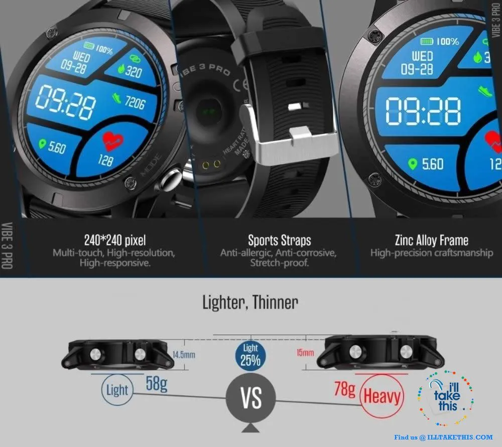 ⌚️ Smartwatch PRO 3 Color Touchscreen Display Sports Watch 50mm/1.3" Face, Suit iOS & Android Phones