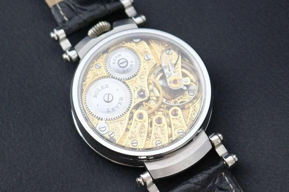 1910s Rolex Pocket Watch Movement Custom Wristwatch White Dial