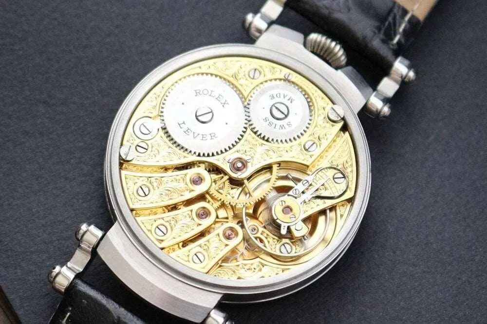 1910s Rolex Pocket Watch Movement Custom Wristwatch White Dial