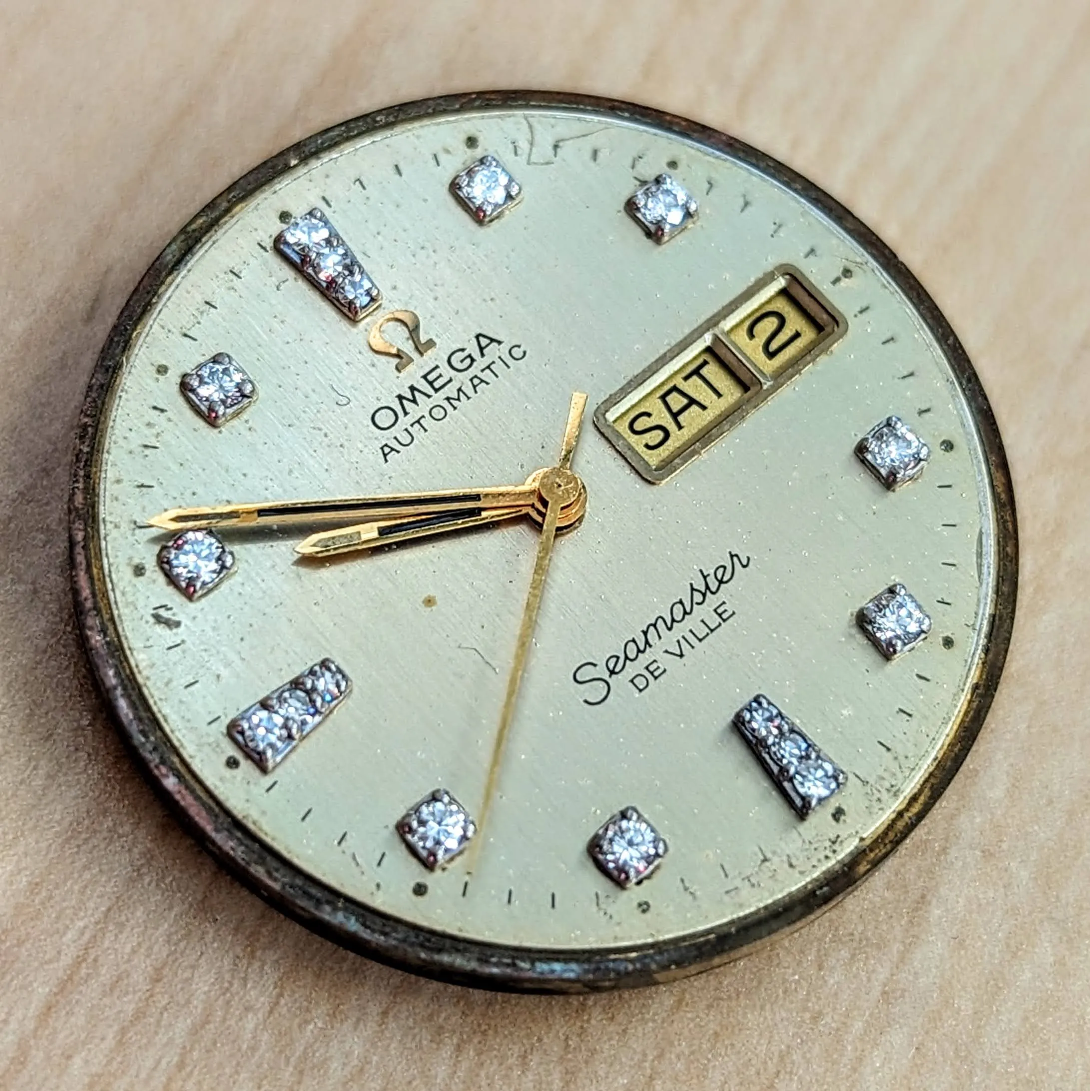 1975 OMEGA Seamaster De Ville Automatic Watch Ref. C6336 Diamond Dial Cal. 1020 Wristwatch