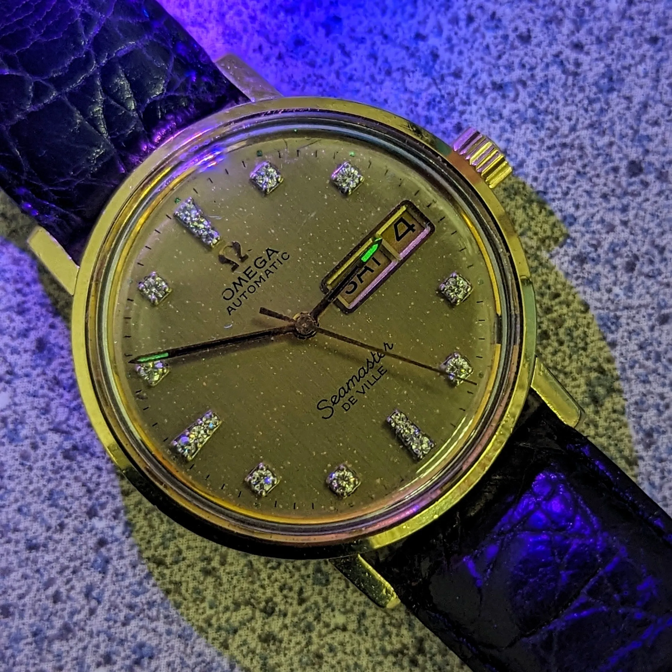 1975 OMEGA Seamaster De Ville Automatic Watch Ref. C6336 Diamond Dial Cal. 1020 Wristwatch