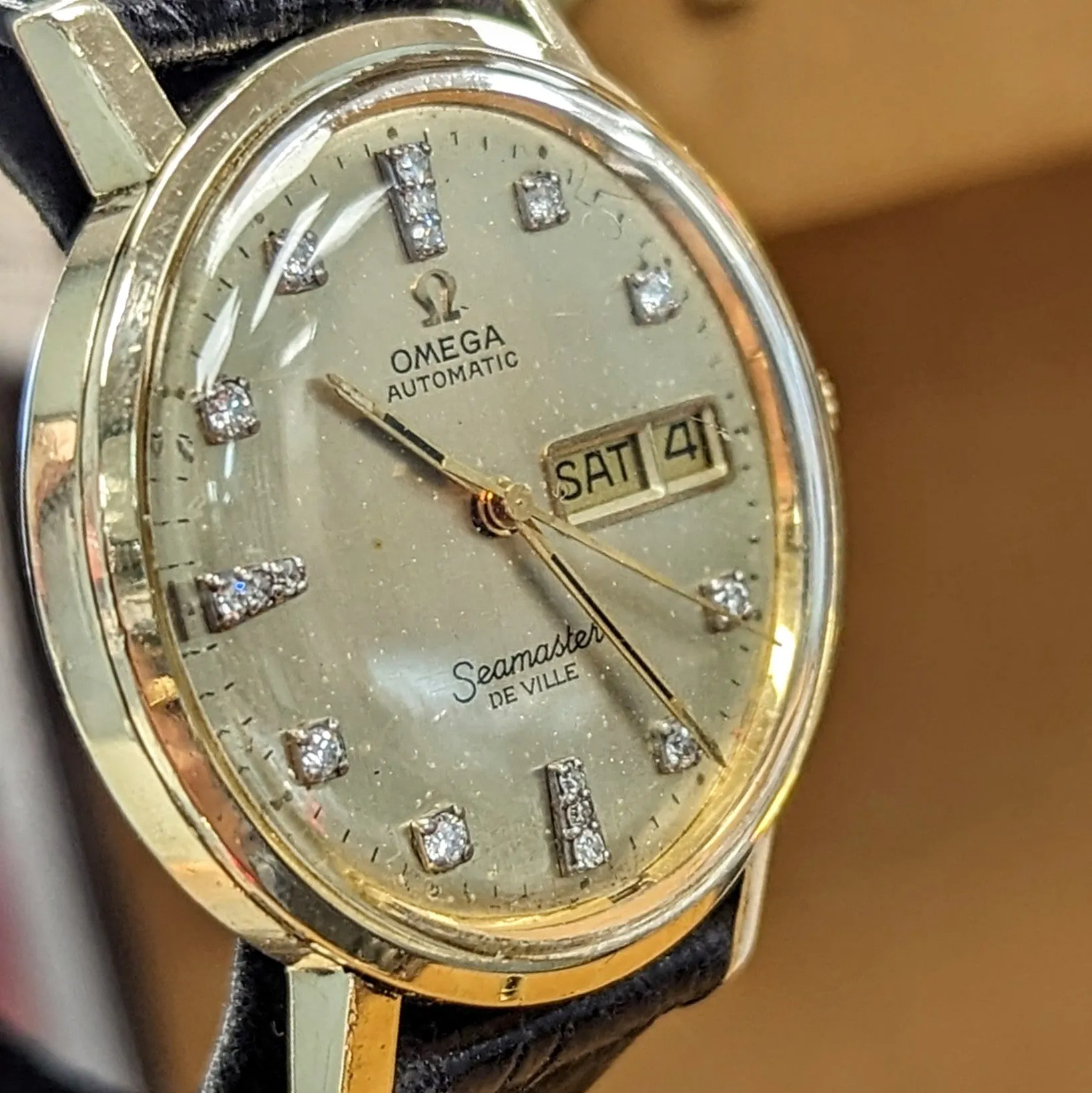 1975 OMEGA Seamaster De Ville Automatic Watch Ref. C6336 Diamond Dial Cal. 1020 Wristwatch