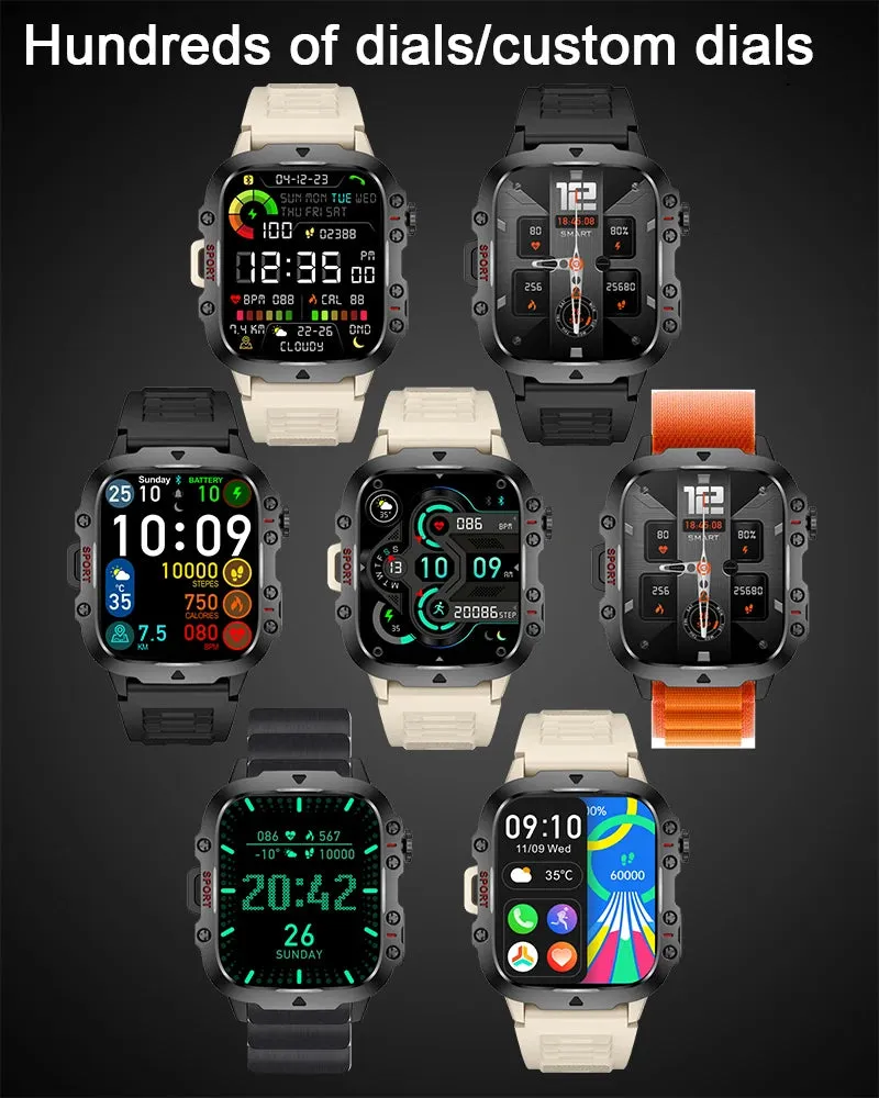 2025 New Xiaomi Military Smart Watch Men IP68 5ATM Outdoor Sports Fitness Tracker Health Monitor 1.96" BT Call Smartwatch