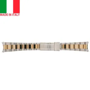 20mm Italian Oyster Style 18K Yellow Gold & Stainless Steel Two-Tone Gold Band