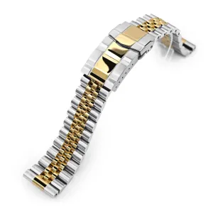22mm Super-J Louis JUB Solid Straight End Watch Band, 316L Stainless Steel Two Tone IP Gold with 2T SUB Clasp