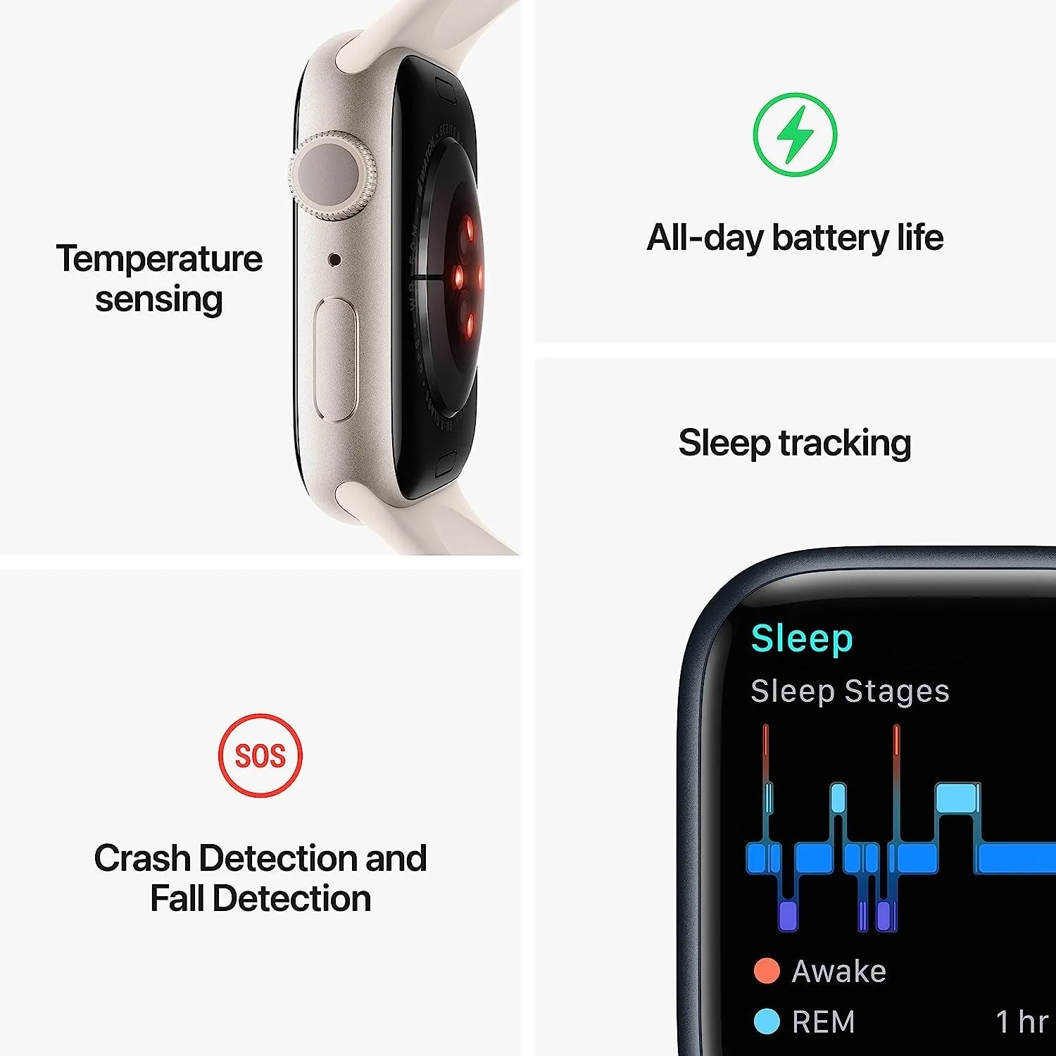 Apple Watch Series 8 [GPS 41mm] Smart Watch Midnight Aluminum Case & Sport Band