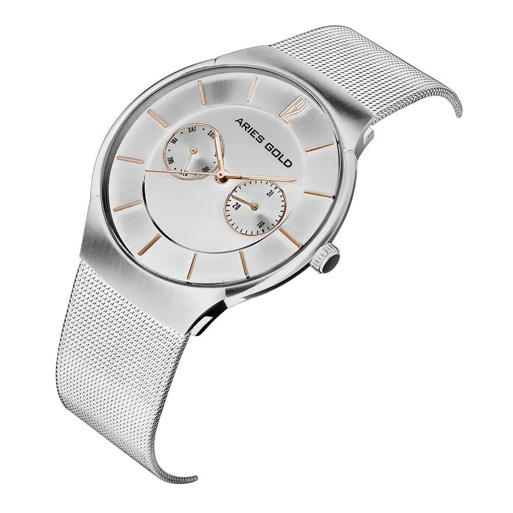 ARIES GOLD MULTIFUNCTION QUARTZ STAINLESS STEEL G 1016Z S-S MEN'S WATCH