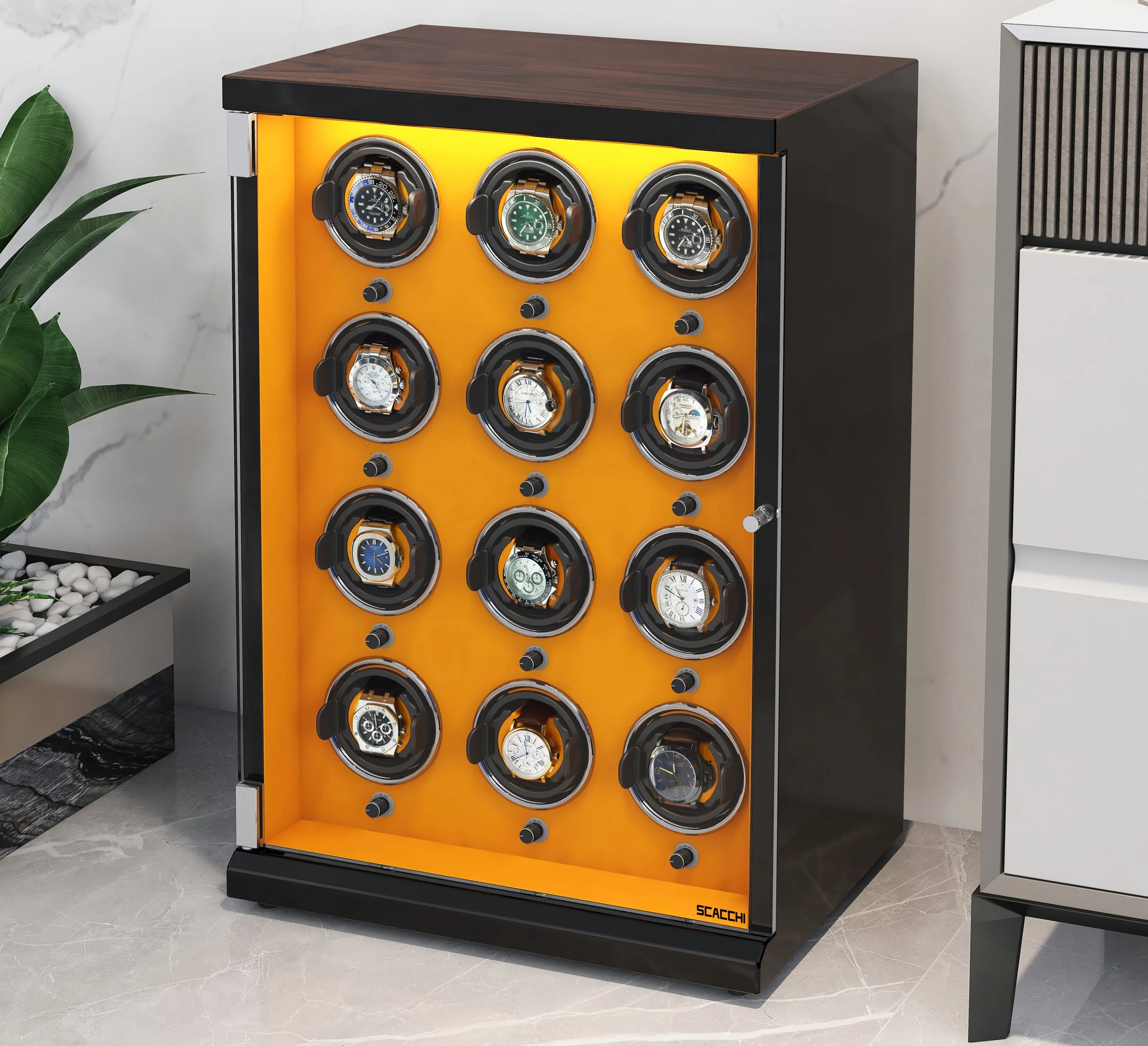 Automatic Mechanical Watch Winder Box for 12 Watch Vertical