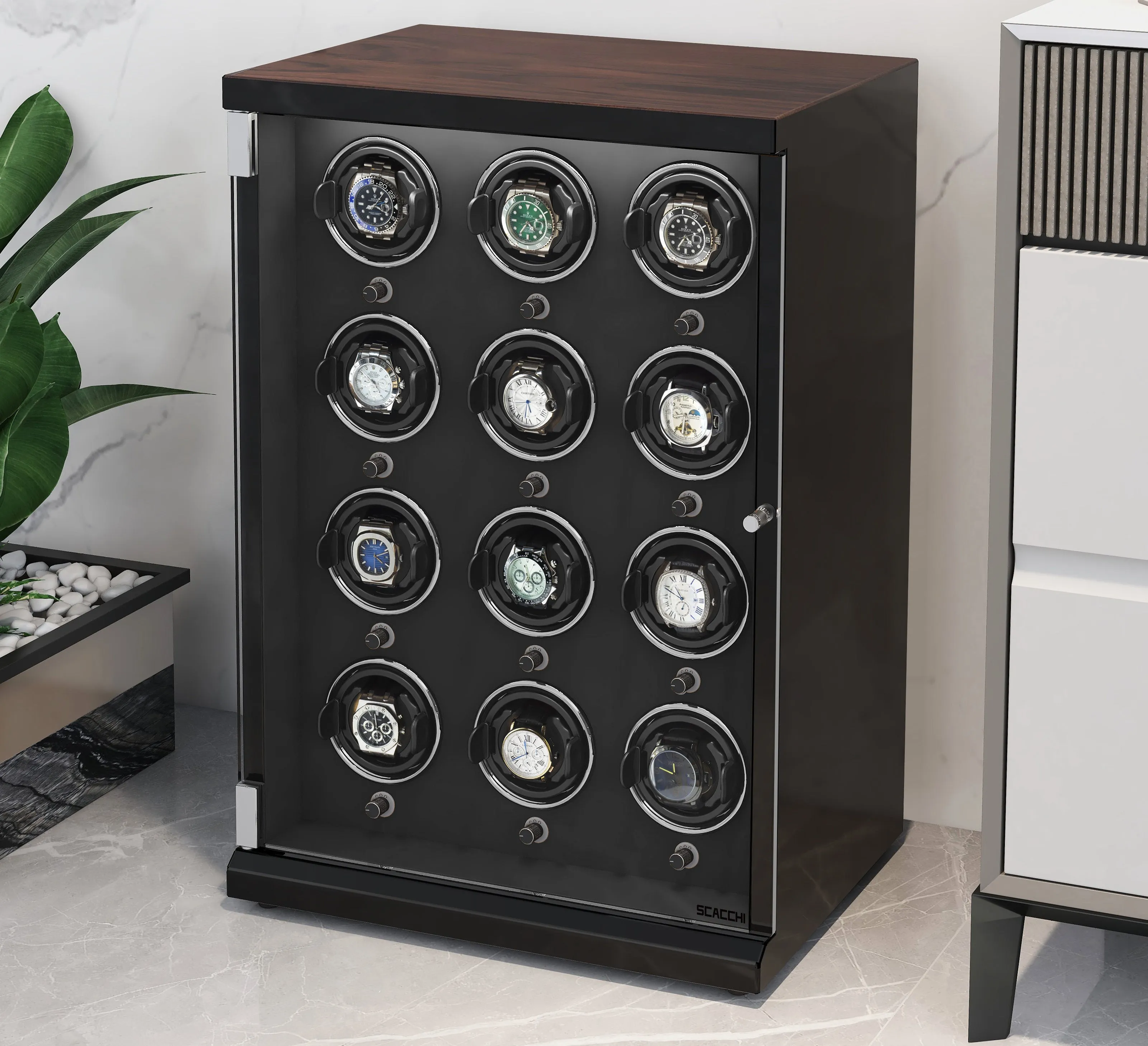 Automatic Mechanical Watch Winder Box for 12 Watch Vertical