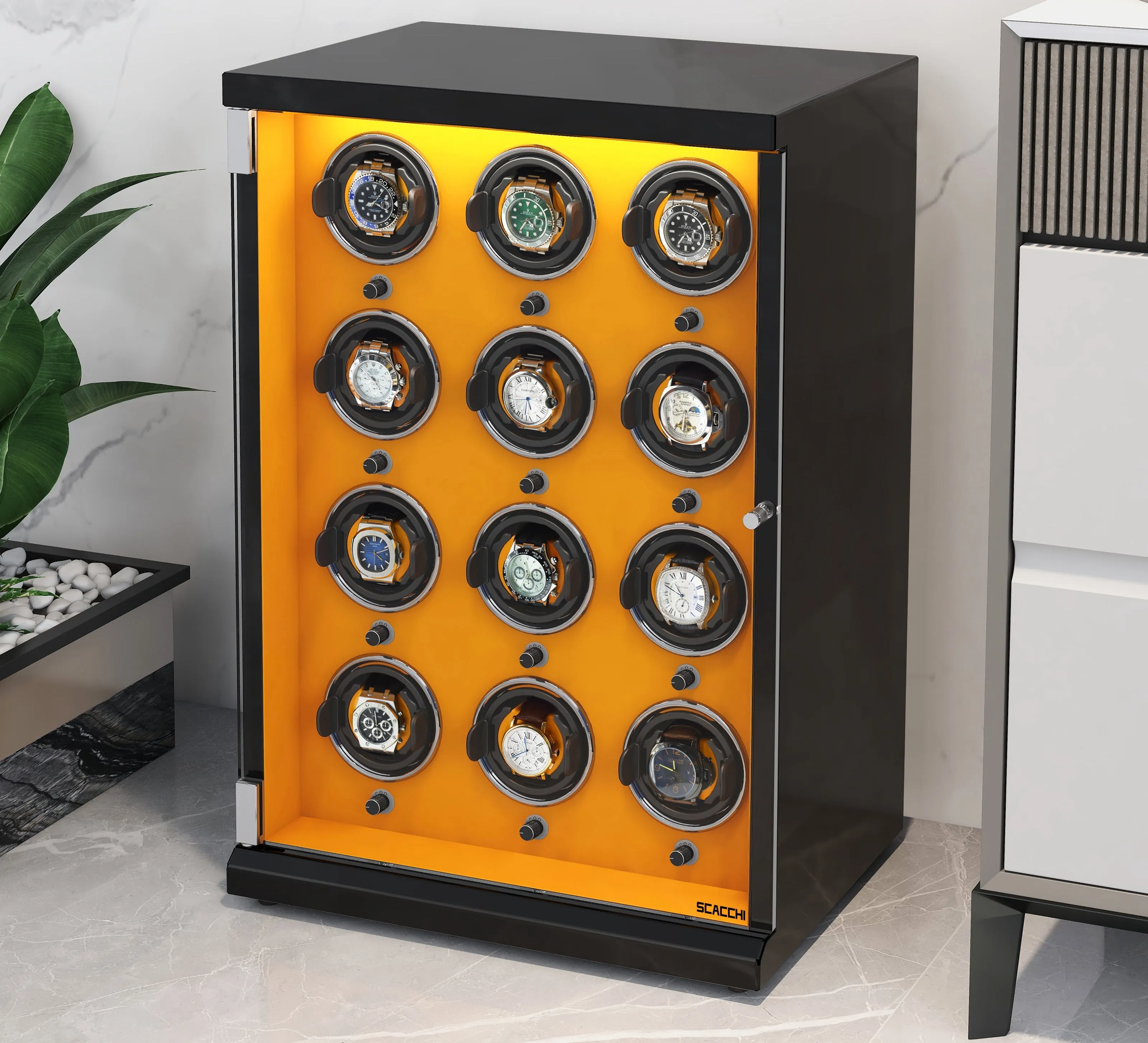 Automatic Mechanical Watch Winder Box for 12 Watch Vertical