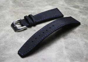 Blue and Blue Stitches 20mm 22mm Composite Fiber Watch Strap Genuine Leather Strap Sports Watch Outdoor Mountaineering Watch High Quality