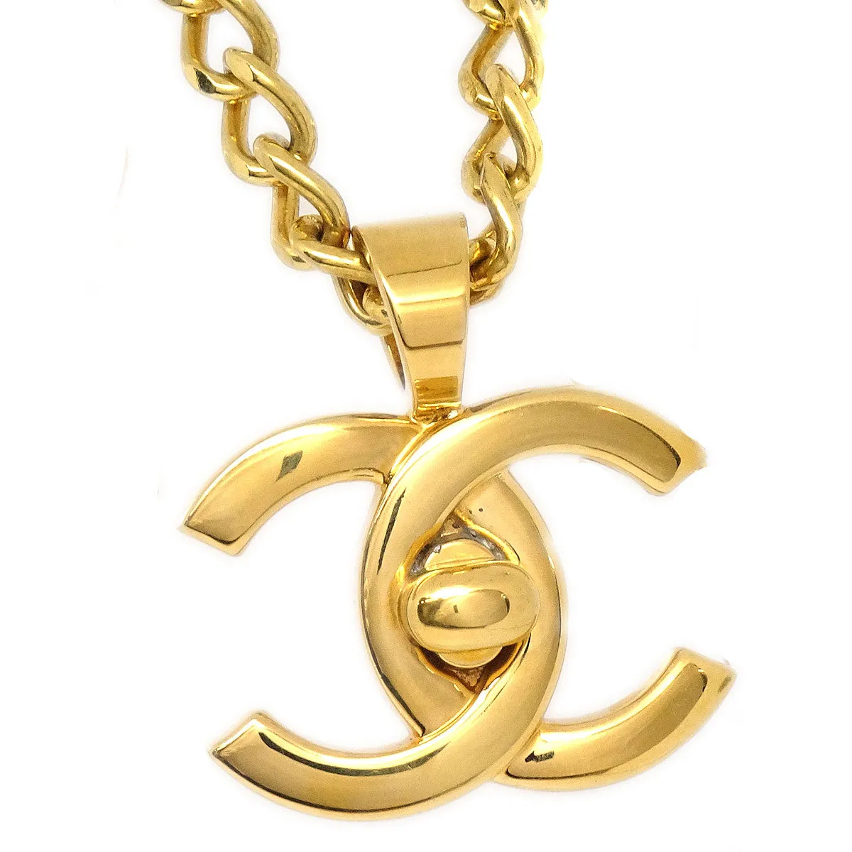CHANEL 1996 CC Turnlock Gold Chain Necklace 96P