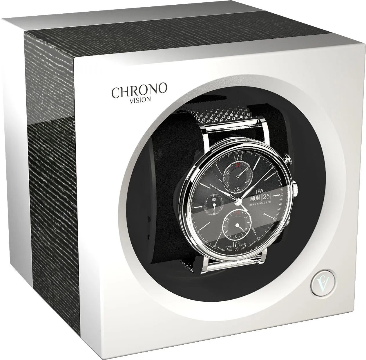 Chronovision One Watch Winder Bluetooth Argento High Gloss White Silk