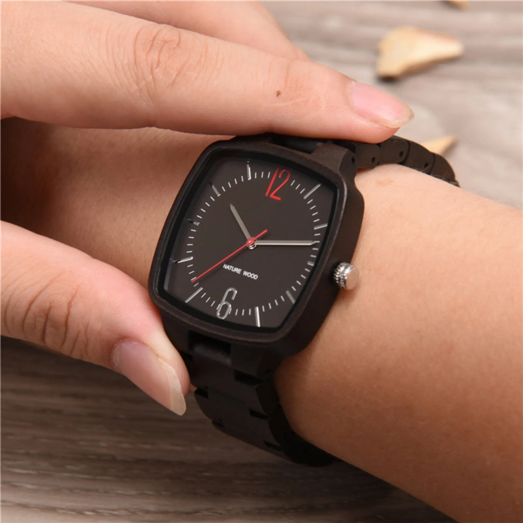Detroit - Square Ebony Minimal Watch