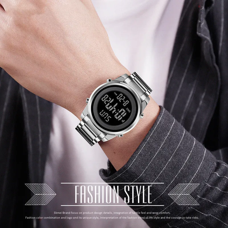 Electronic Stainless Steel Band Watch For Men's - GlamzLife