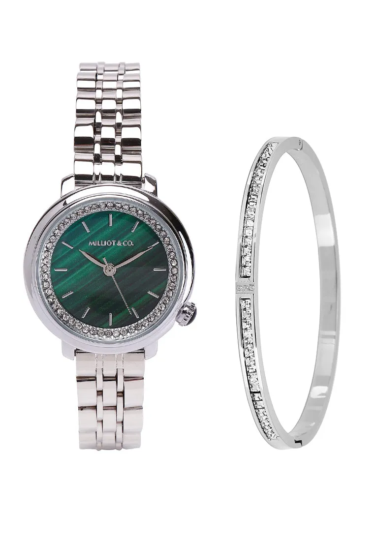 Ellysa Silver Metal Watch Gift Set (Silver)