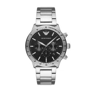 Emporio Armani Sleek Silver Steel Chronograph Watch
