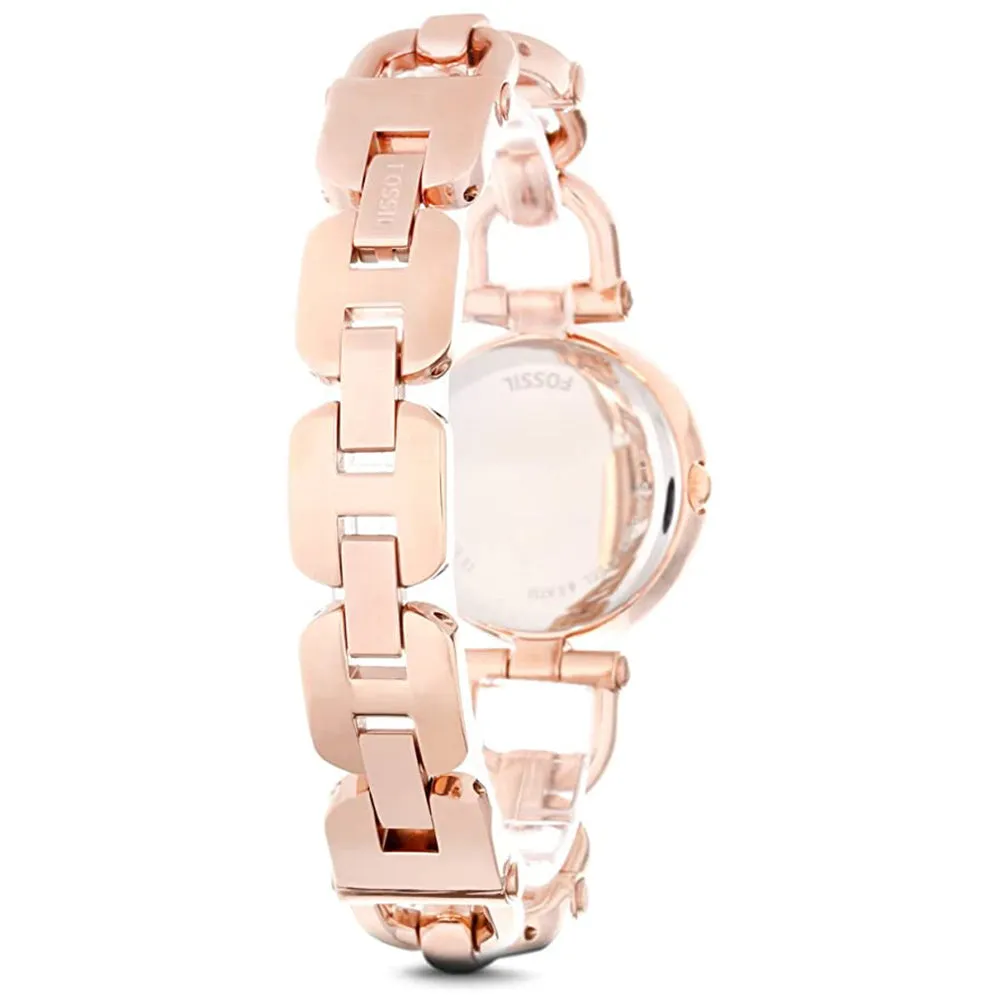Fossil Women's Olive Crystal Analog Stainless Watch - Rose Gold Bracelet - White Dial - ES3350
