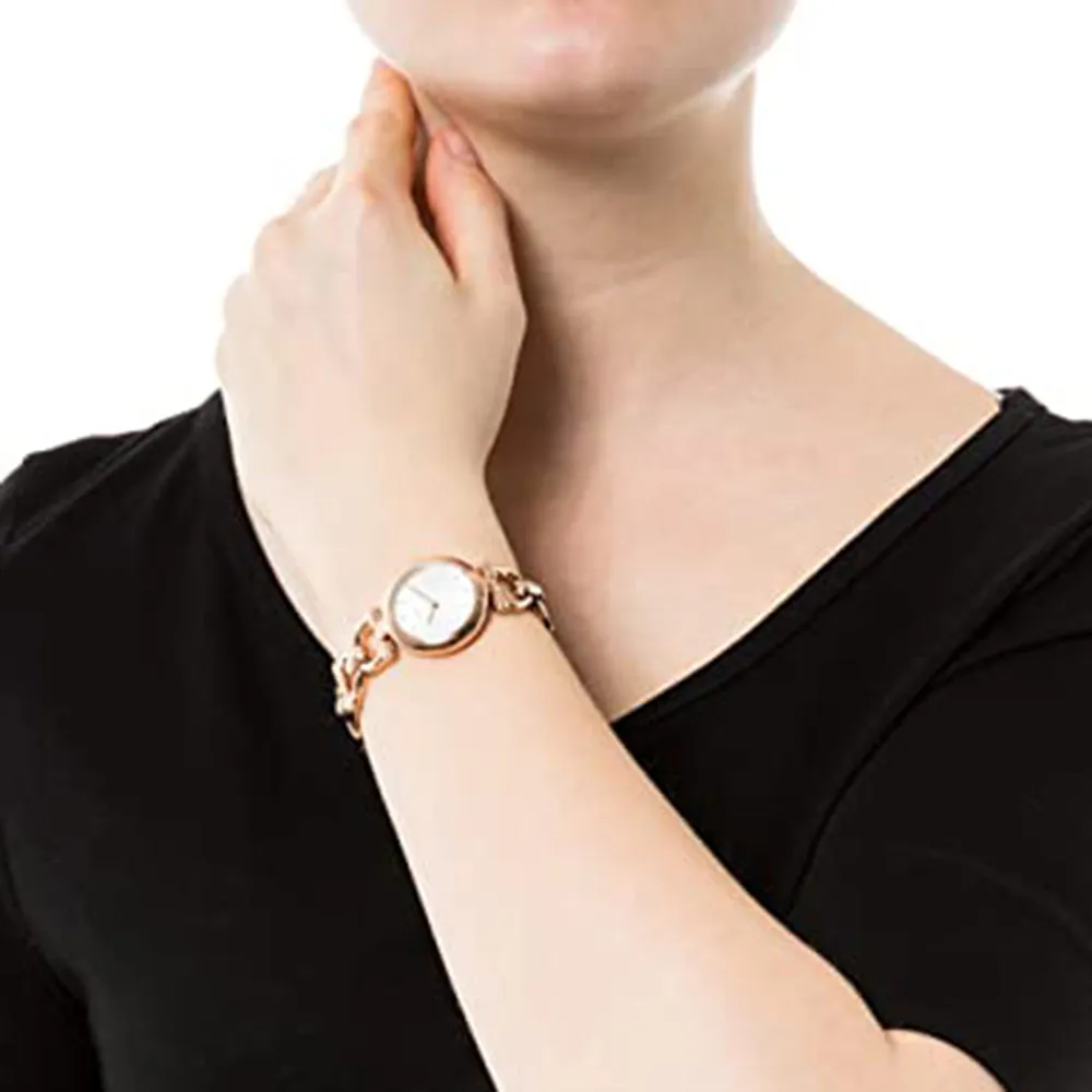 Fossil Women's Olive Crystal Analog Stainless Watch - Rose Gold Bracelet - White Dial - ES3350