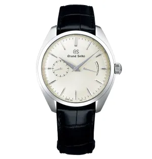 Grand Seiko Elegance Watch with White Dial and Black Strap, 39mm
