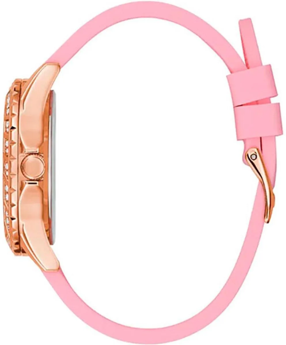 Guess Sparkling Pink Silicone Strap Women's Watch W0032L9
