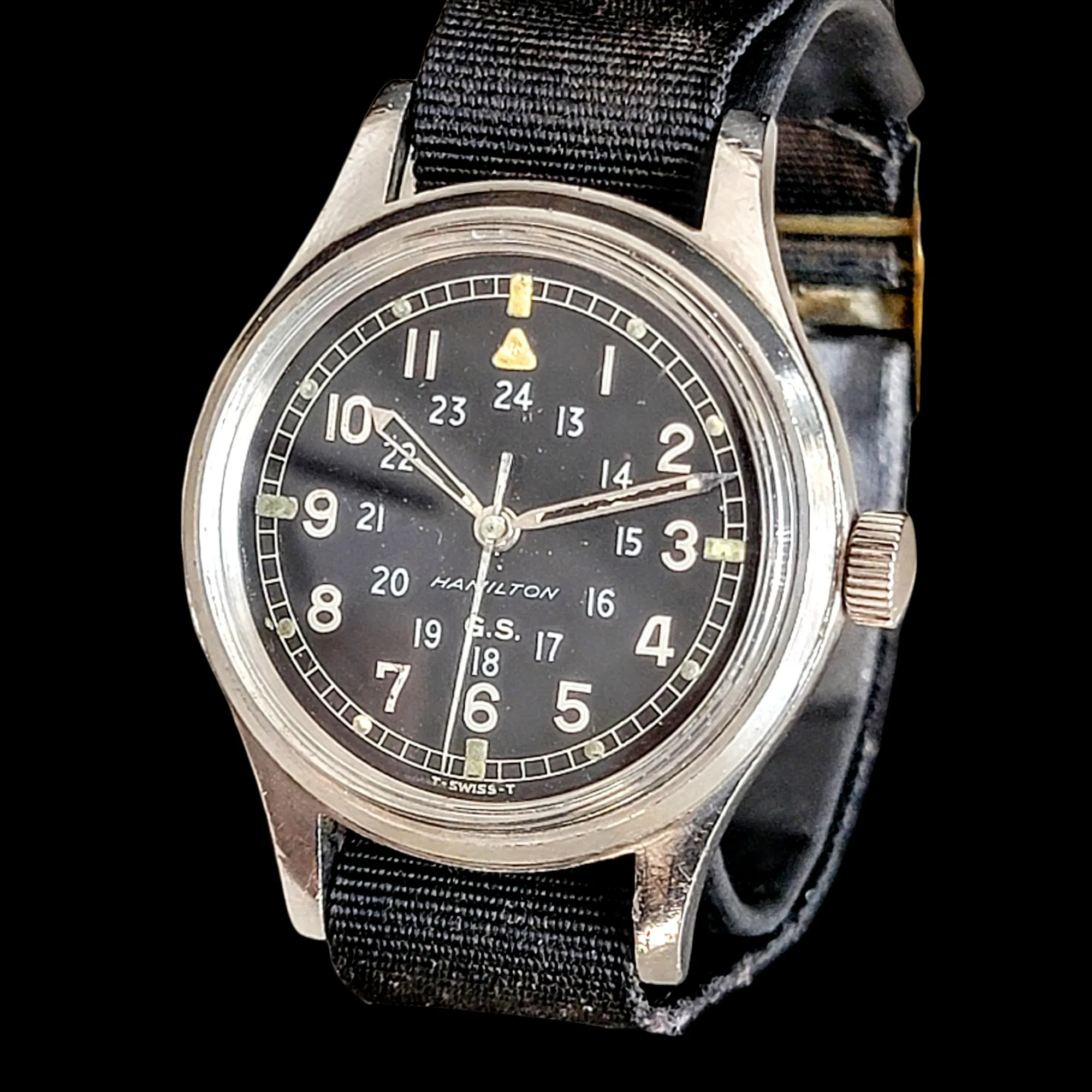 HAMILTON G.S. 24-Hour Dial British R.A.F. Pilot Wristwatch - Grade S75 S 17 Jewels