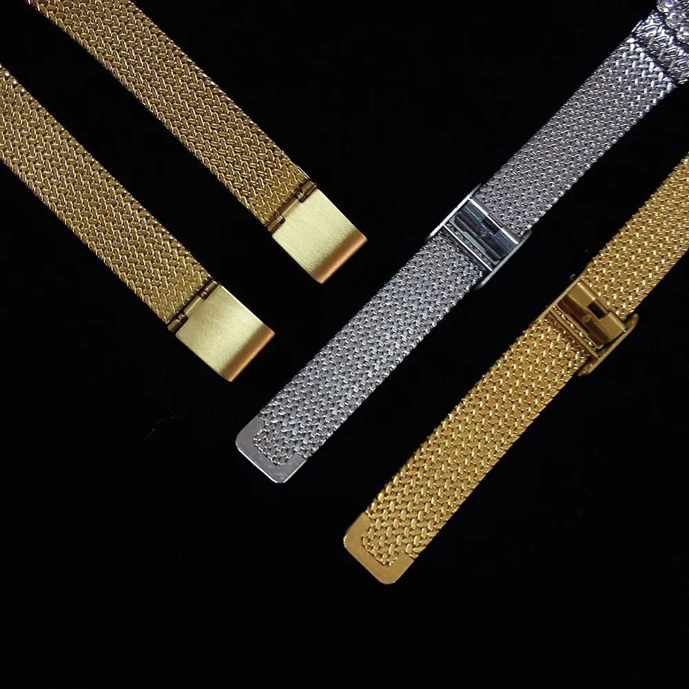 Hip Hop Fashion Women's Golden Stainless Steel Quartz Small Wristwatch