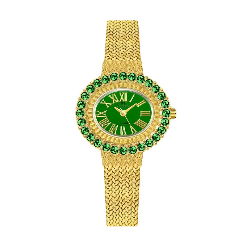 Hip Hop Fashion Women's Golden Stainless Steel Quartz Small Wristwatch