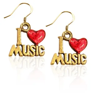 I Love Music Charm Earrings