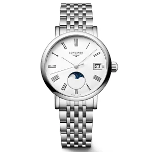 Longines Elegant Collection 30mm White Dial Moon Phase Quartz Ladies Watch L4.330.4.11.6