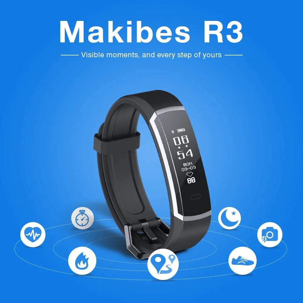 Makibes R3 Smart Bracelet with Heart Rate Monitor, Health Fitness Tracker, more