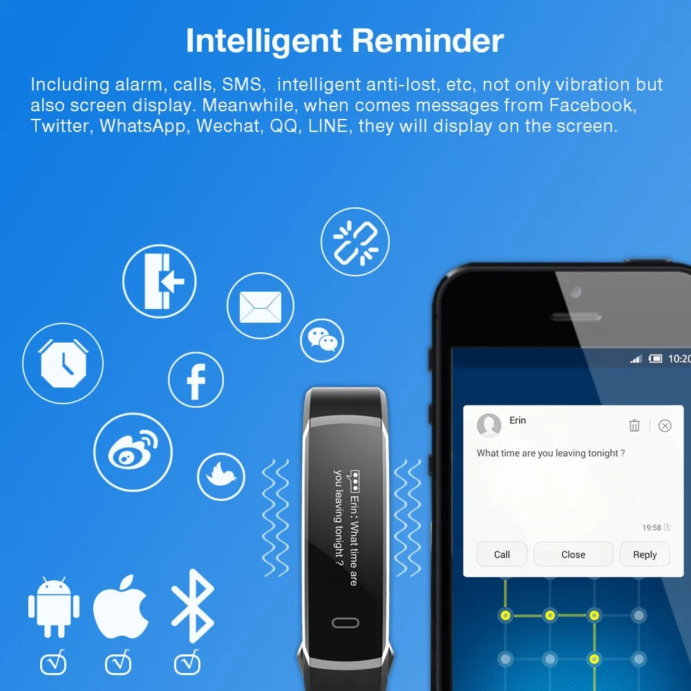 Makibes R3 Smart Bracelet with Heart Rate Monitor, Health Fitness Tracker, more