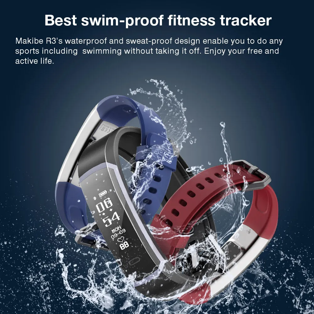 Makibes R3 Smart Bracelet with Heart Rate Monitor, Health Fitness Tracker, more