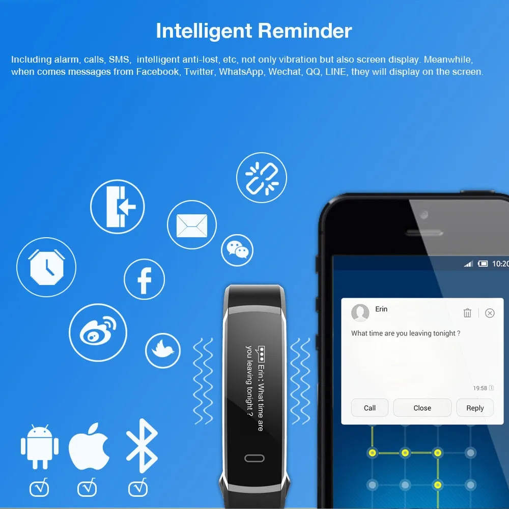 Makibes R3 Smart Bracelet with Heart Rate Monitor, Health Fitness Tracker, more