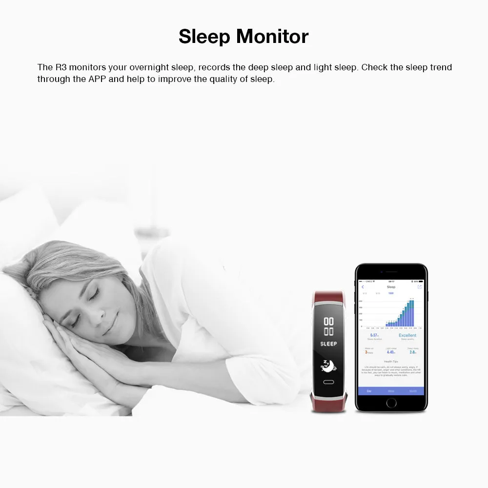Makibes R3 Smart Bracelet with Heart Rate Monitor, Health Fitness Tracker, more