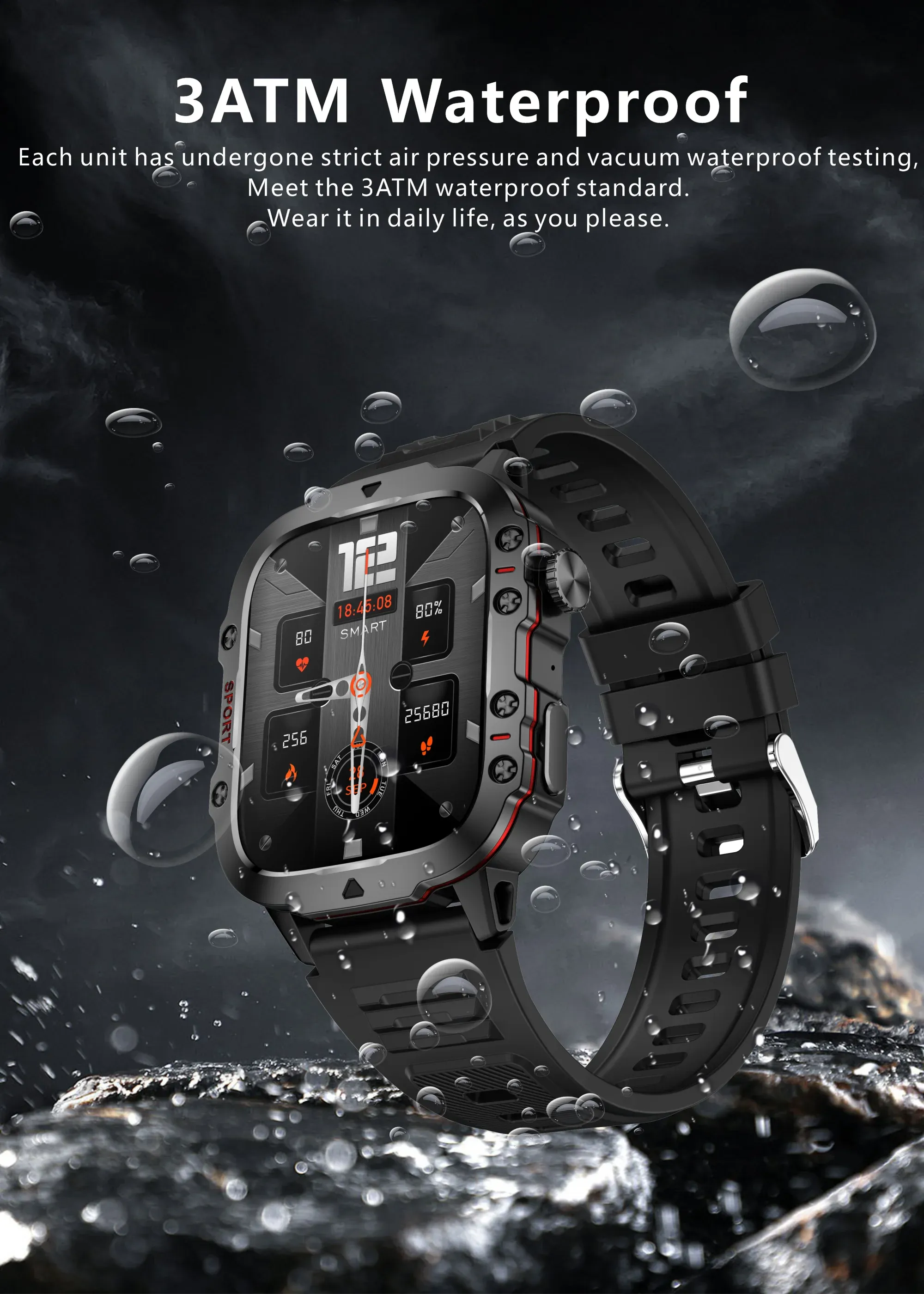 Men Outdoor Sports Fitness Tracker Health Monitor Smartwatch
