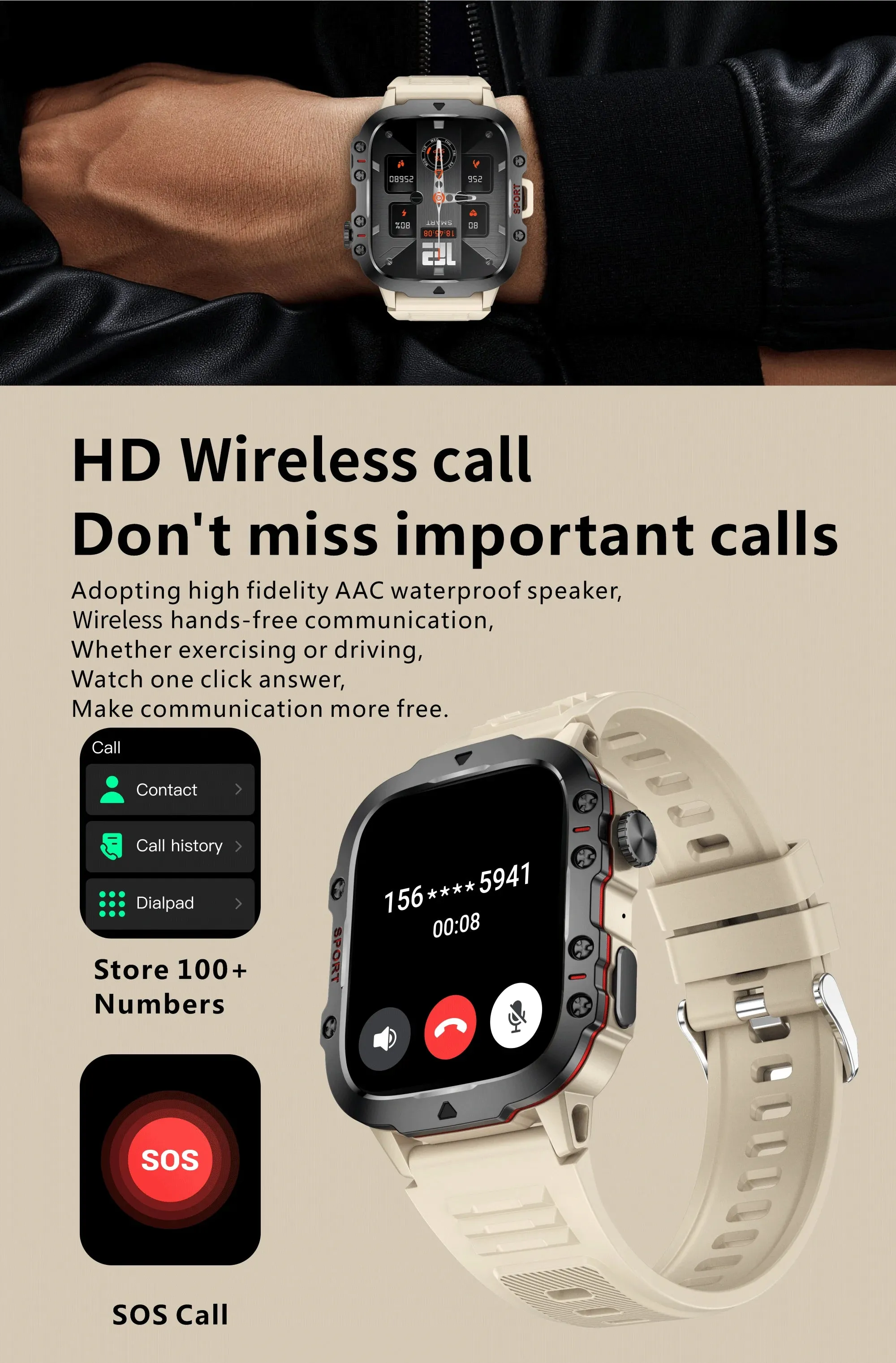 Men Outdoor Sports Fitness Tracker Health Monitor Smartwatch