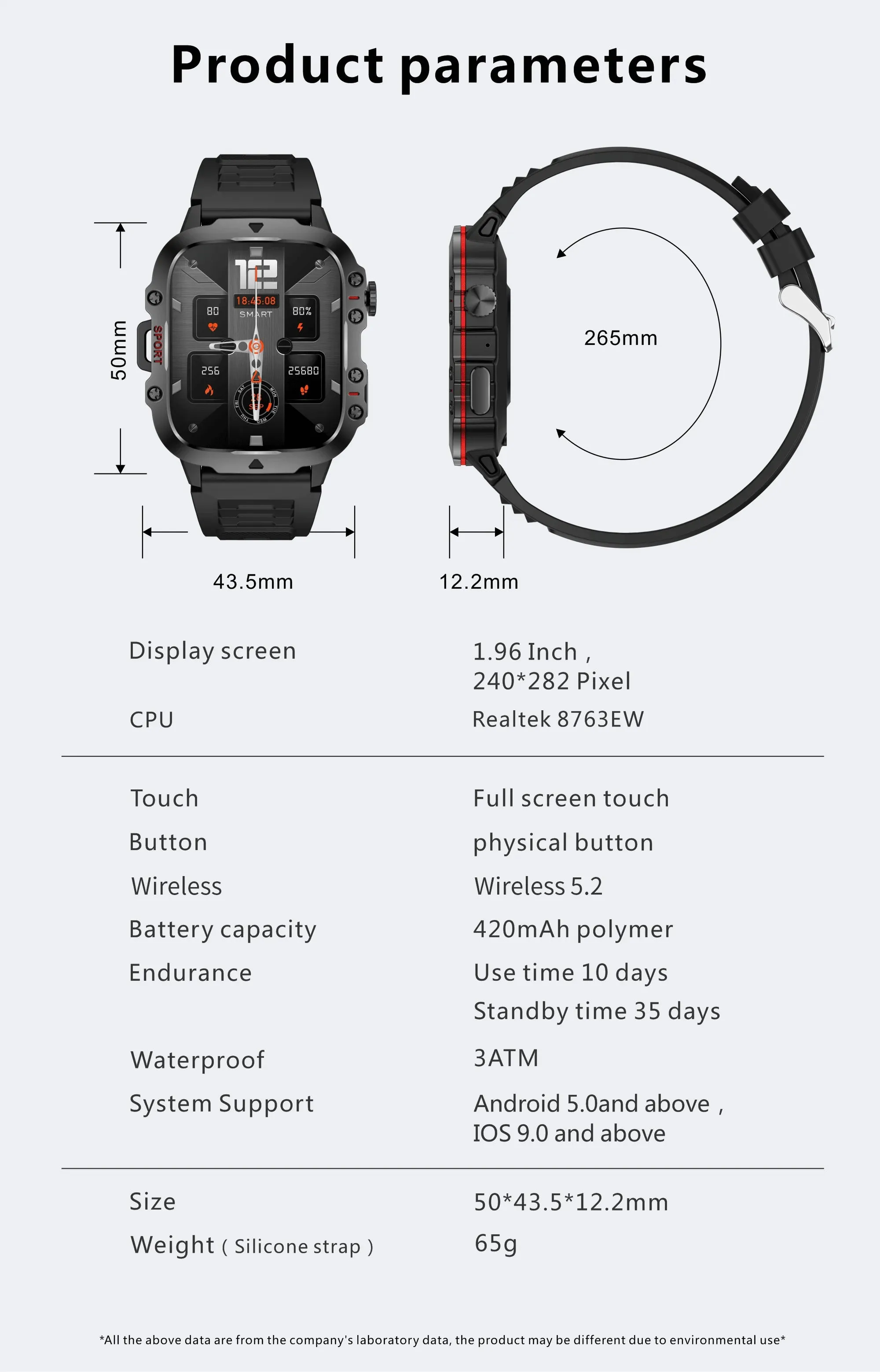 Men Outdoor Sports Fitness Tracker Health Monitor Smartwatch