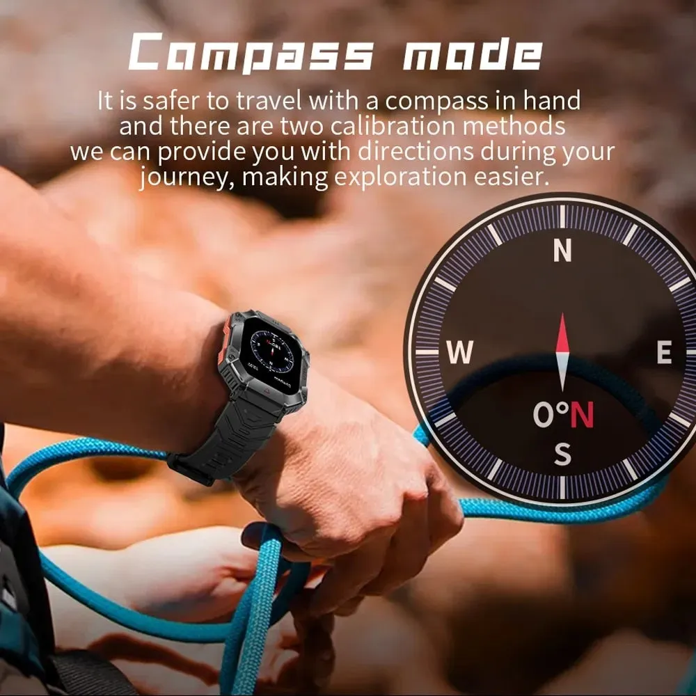 Men Smart Watch For Android IOS Fitness Watches Ip68 Waterproof Military Healthy Monitor AI Voice Bluetooth Call Smartwatch