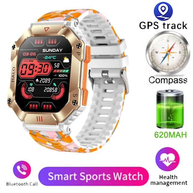 Men Smart Watch For Android IOS Fitness Watches Ip68 Waterproof Military Healthy Monitor AI Voice Bluetooth Call Smartwatch