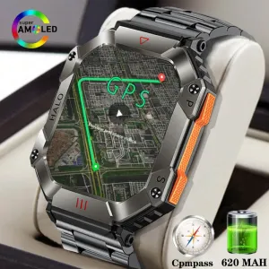 Men Smart Watch For Android IOS Fitness Watches Ip68 Waterproof Military Healthy Monitor AI Voice Bluetooth Call Smartwatch