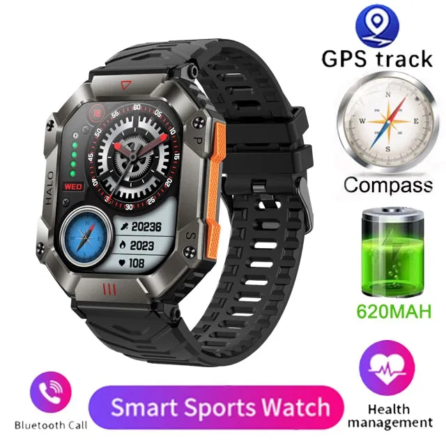Men Smart Watch For Android IOS Fitness Watches Ip68 Waterproof Military Healthy Monitor AI Voice Bluetooth Call Smartwatch