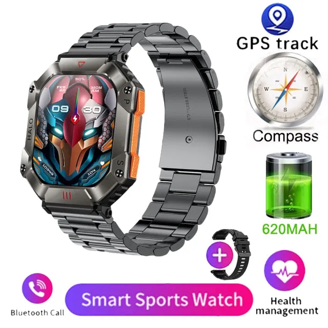 Men Smart Watch For Android IOS Fitness Watches Ip68 Waterproof Military Healthy Monitor AI Voice Bluetooth Call Smartwatch