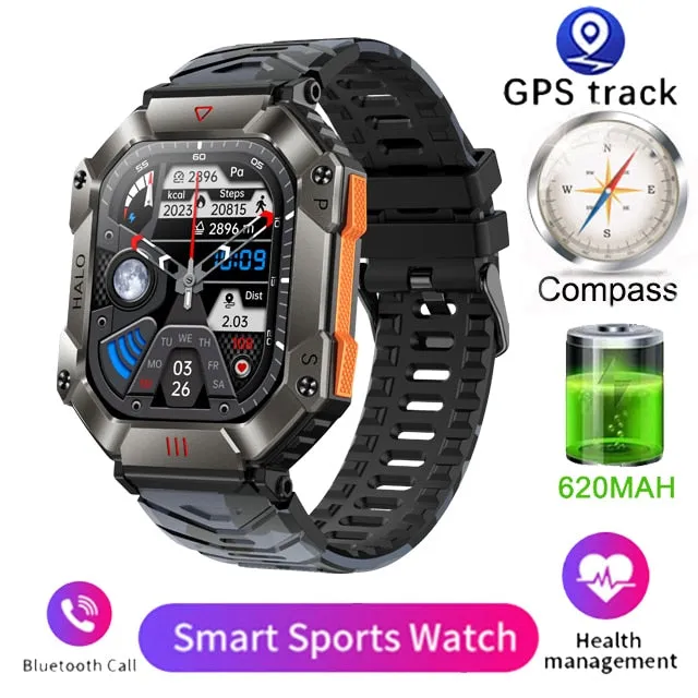 Men Smart Watch For Android IOS Fitness Watches Ip68 Waterproof Military Healthy Monitor AI Voice Bluetooth Call Smartwatch