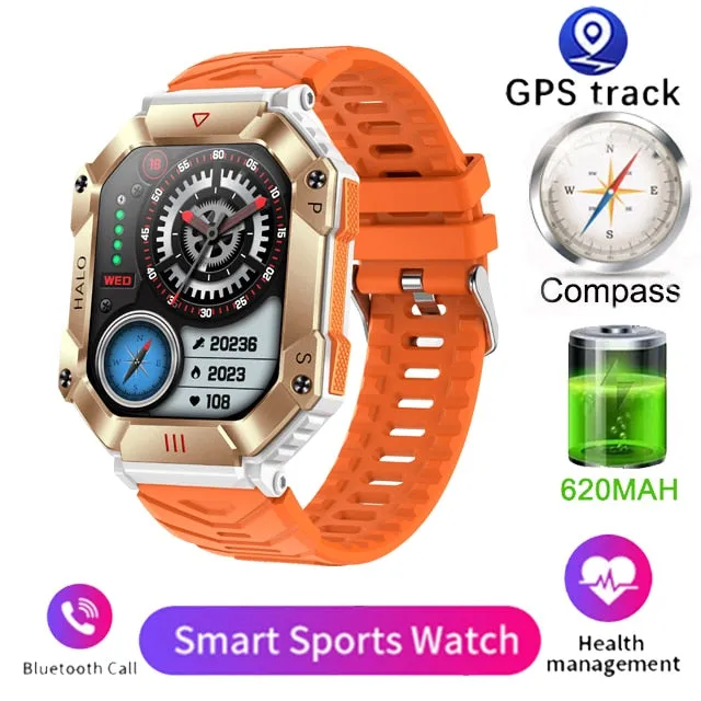 Men Smart Watch For Android IOS Fitness Watches Ip68 Waterproof Military Healthy Monitor AI Voice Bluetooth Call Smartwatch