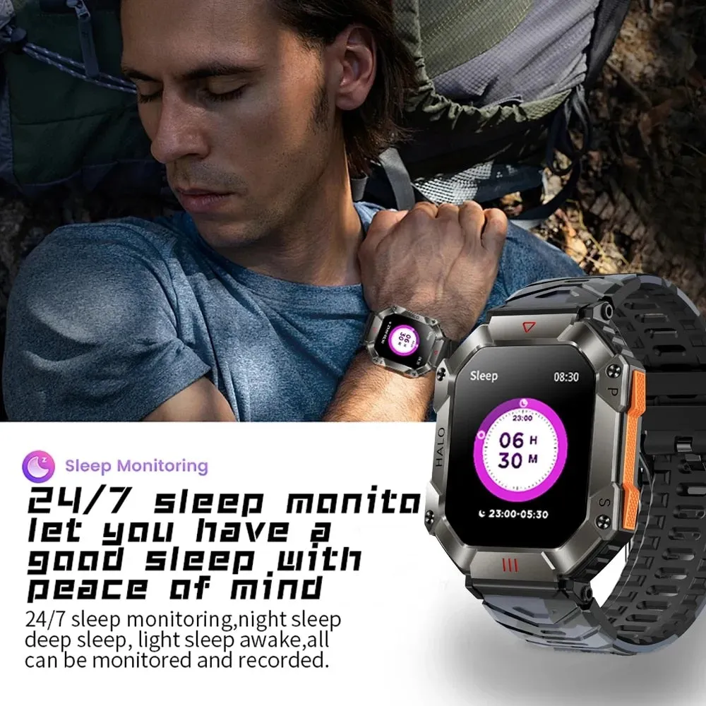 Men Smart Watch For Android IOS Fitness Watches Ip68 Waterproof Military Healthy Monitor AI Voice Bluetooth Call Smartwatch