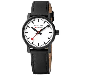 MONDAINE EVO2 30mm, black leather watch for women, MSE.30111.LB