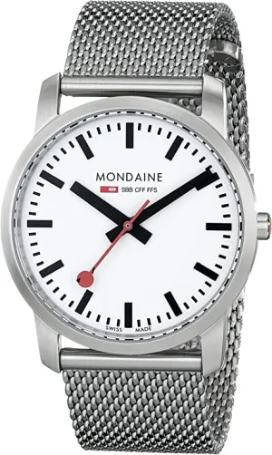 Mondaine Simply Elegant Stainless Steel Watch with Mesh Bracelet