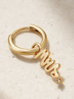 Mrs 14kt gold diamond single hoop earring