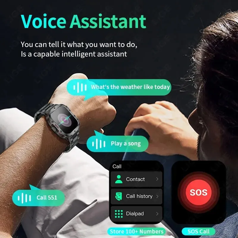 New Smart Watch with 1.96-Inch Screen, 420mAh Battery, Bluetooth Call, Voice Assistant, Sports Fitness Tracking, and Waterproof Features for Men